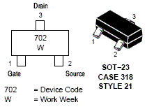 2N7002L: N 沟道小信号 MOSFET 60V，115mA，7.5 Ω
