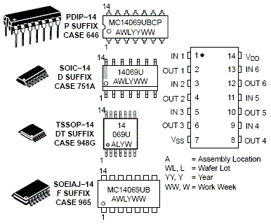mc14069ub: 六路逆变器