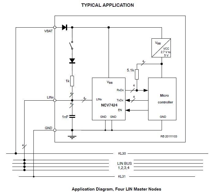 NCV7424: Quad LIN Transceiver