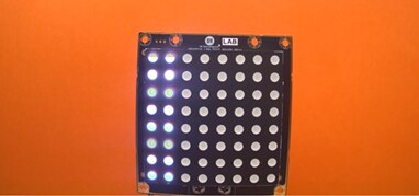An LED light box with two columns lit, the difference in intensity is an LED flicker artifact