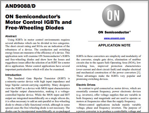 Motor Control IGBTs and Free‐Wheeling Diodes Application Note Thumbnail